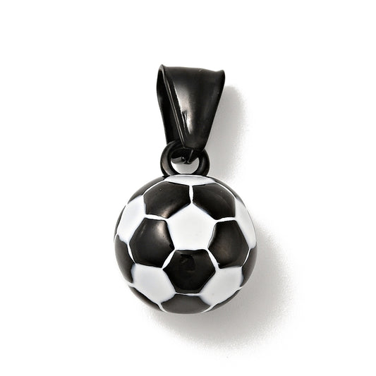 Μαύρο μακρύ μενταγιόν μπάλα ποδοσφαίρου από ανοξείδωτο ατσάλι