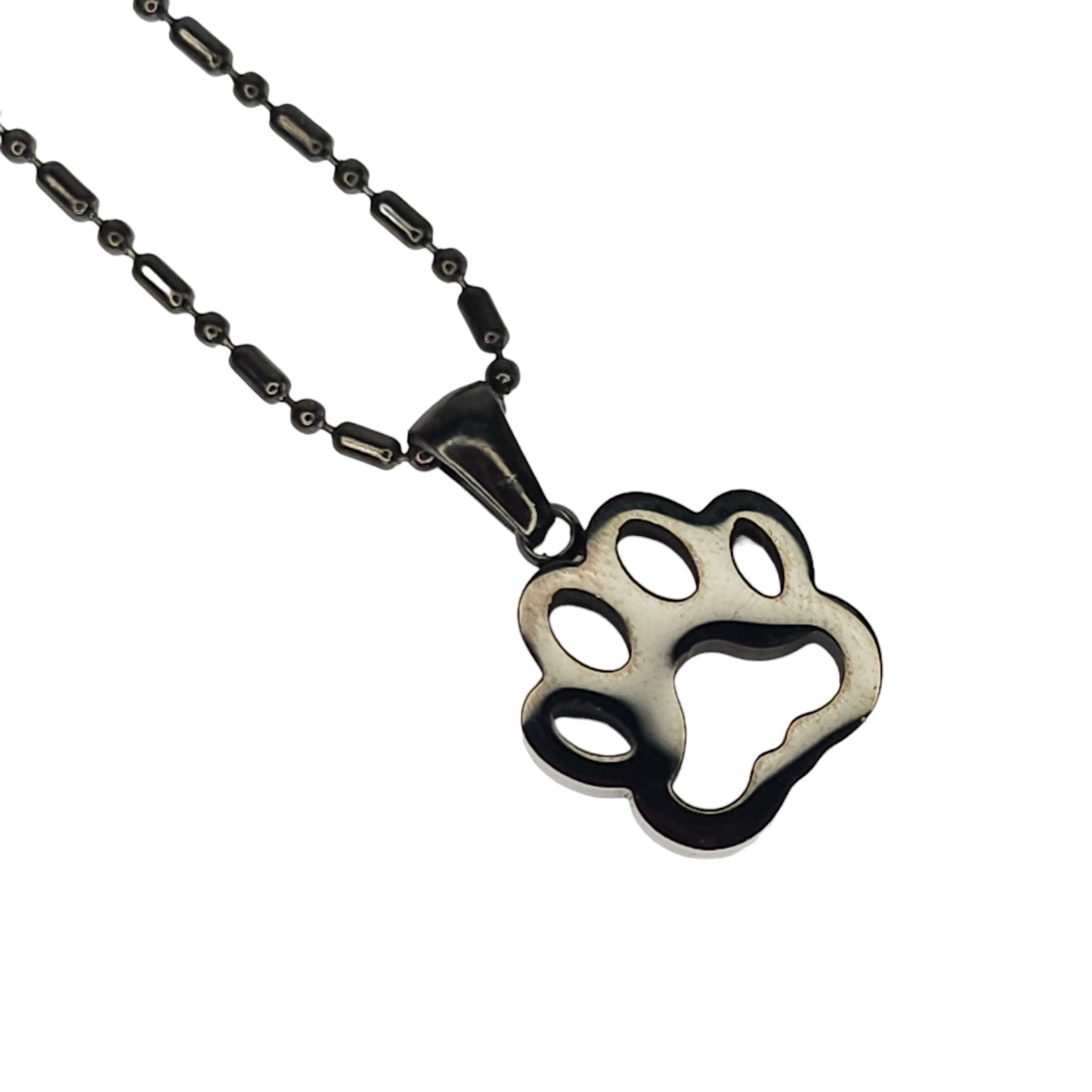 Μαύρο μακρύ μενταγιόν πατουσάκι από ανοξείδωτο ατσάλι