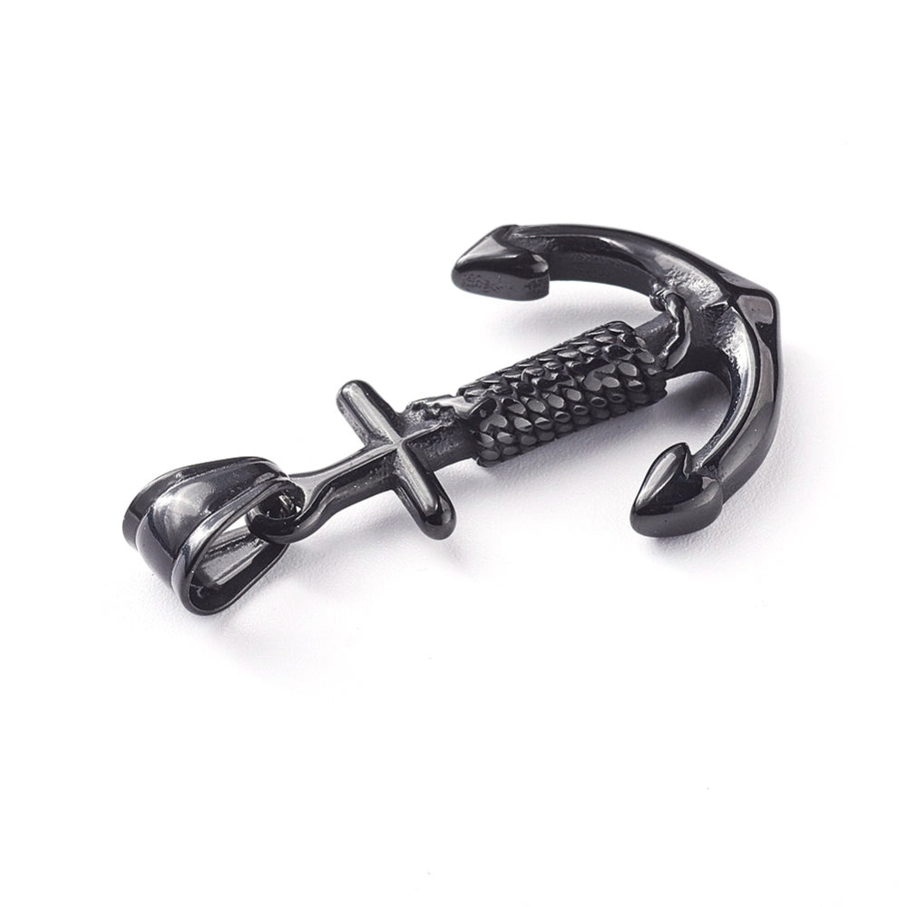 Μαύρο μακρύ μενταγιόν άγκυρα από ανοξείδωτο ατσάλι