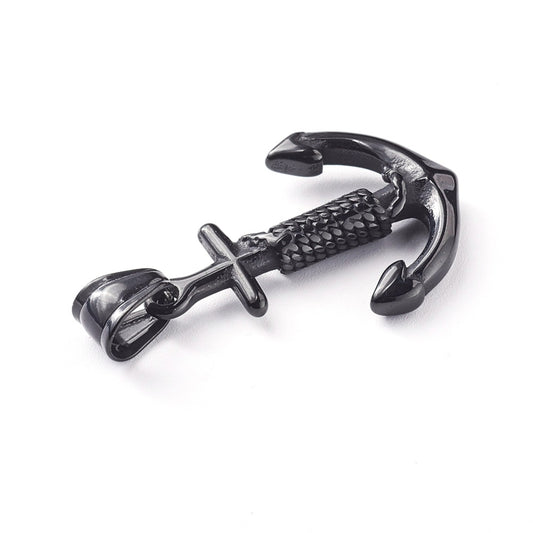 Μαύρο μακρύ μενταγιόν άγκυρα από ανοξείδωτο ατσάλι