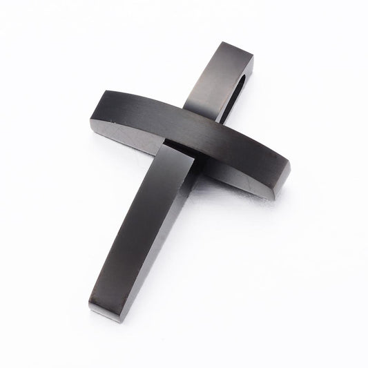 Mακρύ μενταγιόν μαύρος σταυρός από ανοξείδωτο ατσάλι