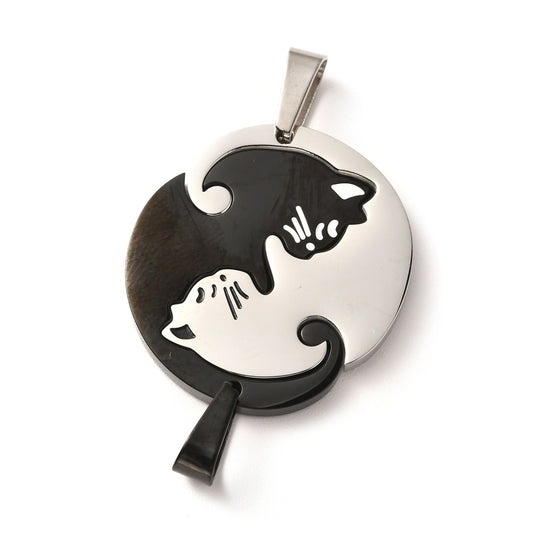 Σετ 2 μενταγιόν γάτες από ανοξείδωτο ατσάλι