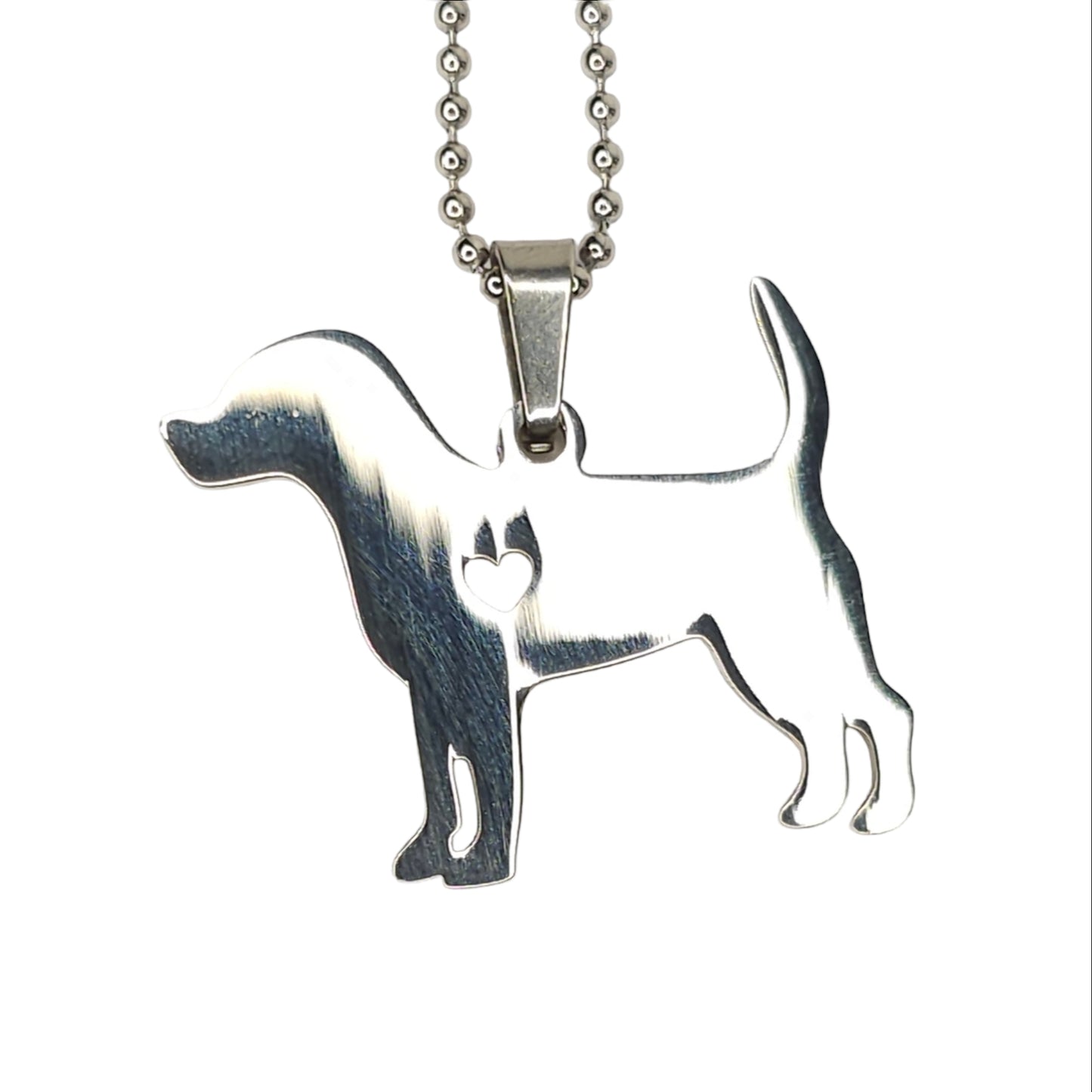 Μακρύ ασημί μενταγιόν σκύλος από ανοξείδωτο ατσάλι