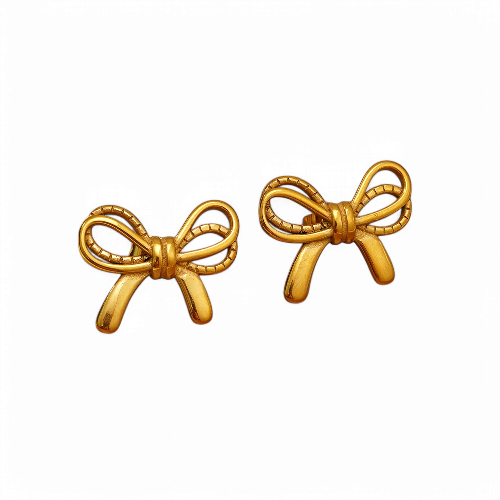 Σκουλαρίκια καρφωτά από επιχρυσωμένο ανοξείδωτο ατσάλι φιογκάκια