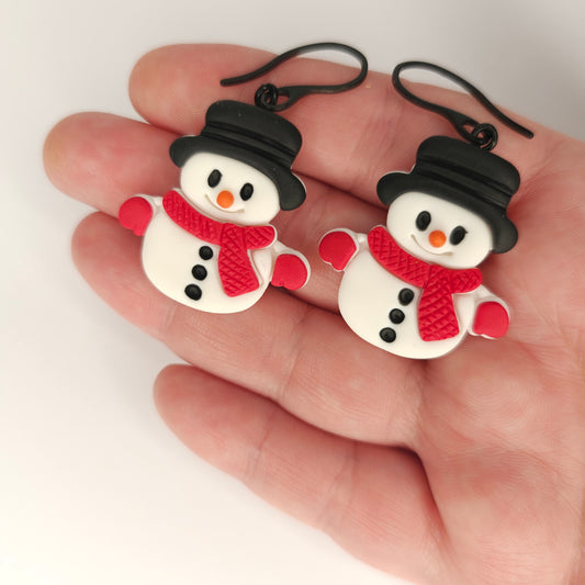 Κρεμαστά σκουλαρίκια χιονάνθρωποι από πολυμερικό πηλό