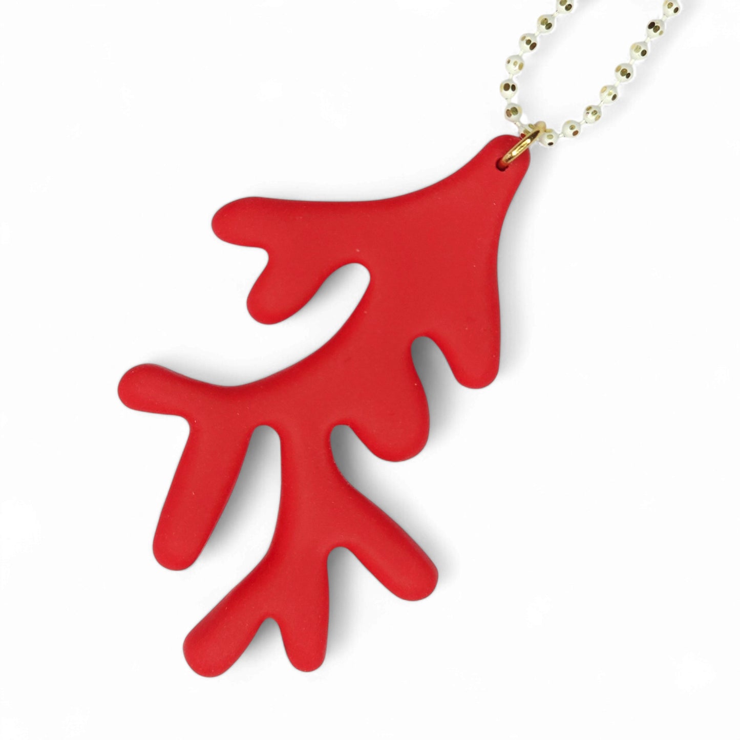 Μακρύ κολιέ κόκκινο κοράλλι από πολυμερικό πηλό