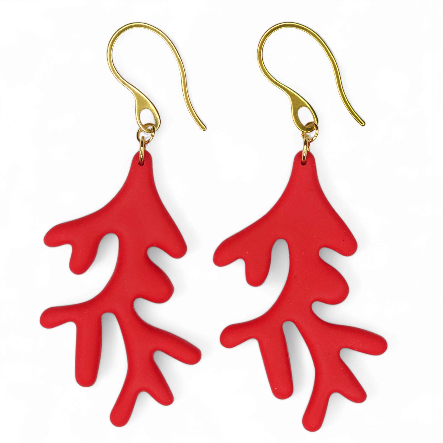 Σκουλαρίκια κρεμαστά κόκκινα κοράλλια από πολυμερικό πηλό