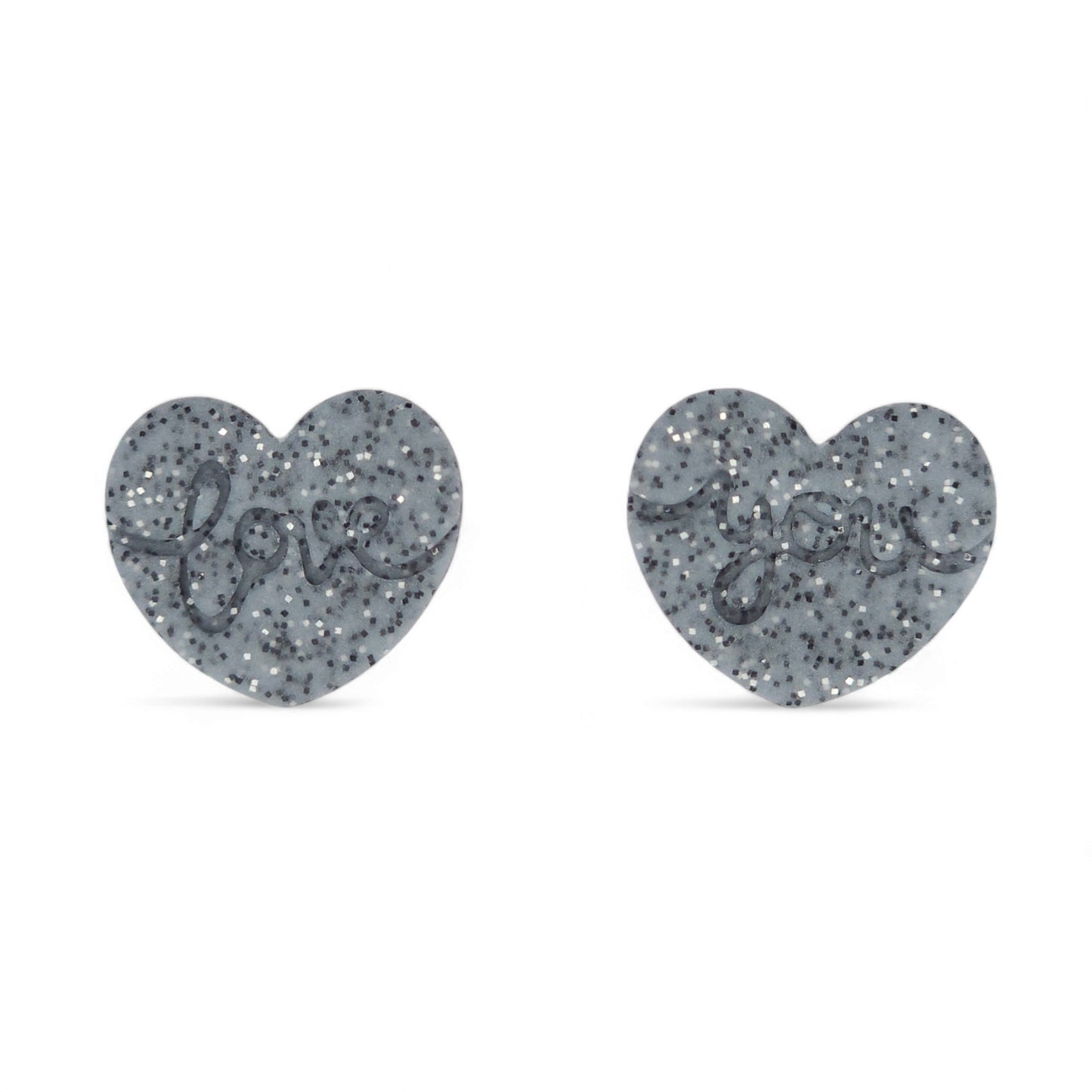 Σκουλαρίκια καρφωτά καρδούλες love you γρανίτης από πολυμερικό πηλό