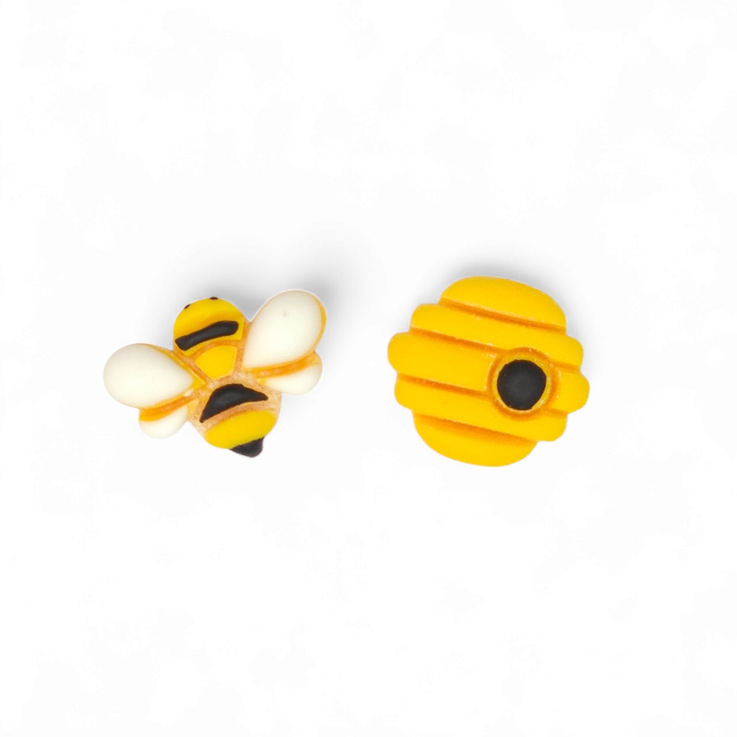 Ανόμοια καρφωτά σκουλαρίκια μελισσάκι κυψέλη από πολυμερικό πηλό