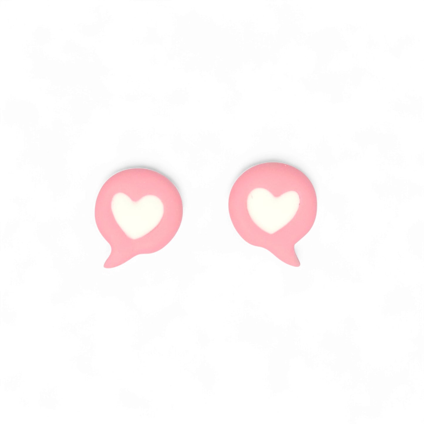Μικρά καρφωτά σκουλαρίκια ροζ μηνύματα με καρδούλες από πολυμερικό πηλό