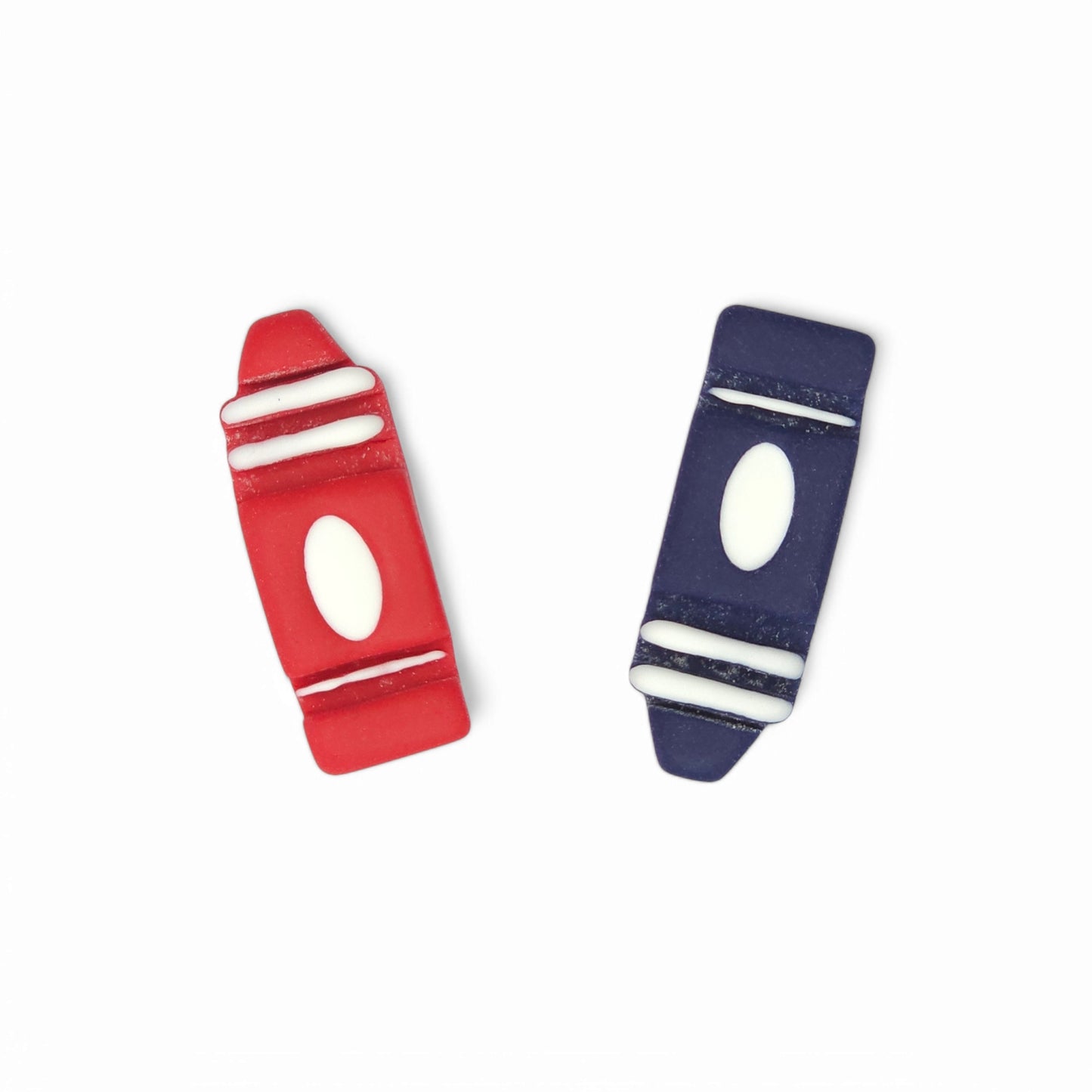 Ανόμοια καρφωτά σκουλαρίκια κραγιόνια μπλε και κόκκινο από πολυμερικό πηλό