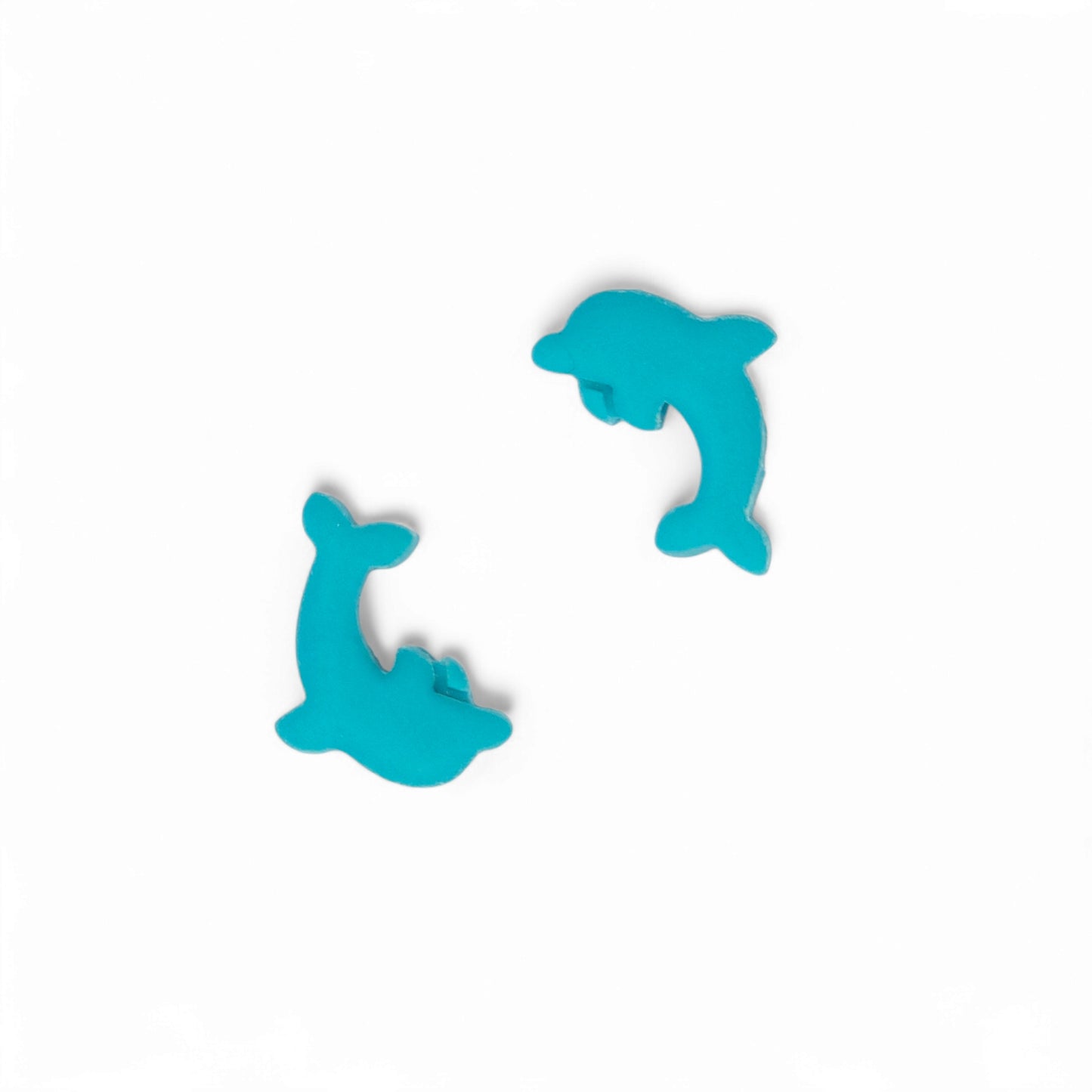 Καλοκαιρινά παιδικά σκουλαρίκια τυρκουάζ δελφινάκια από πολυμερικό πηλό