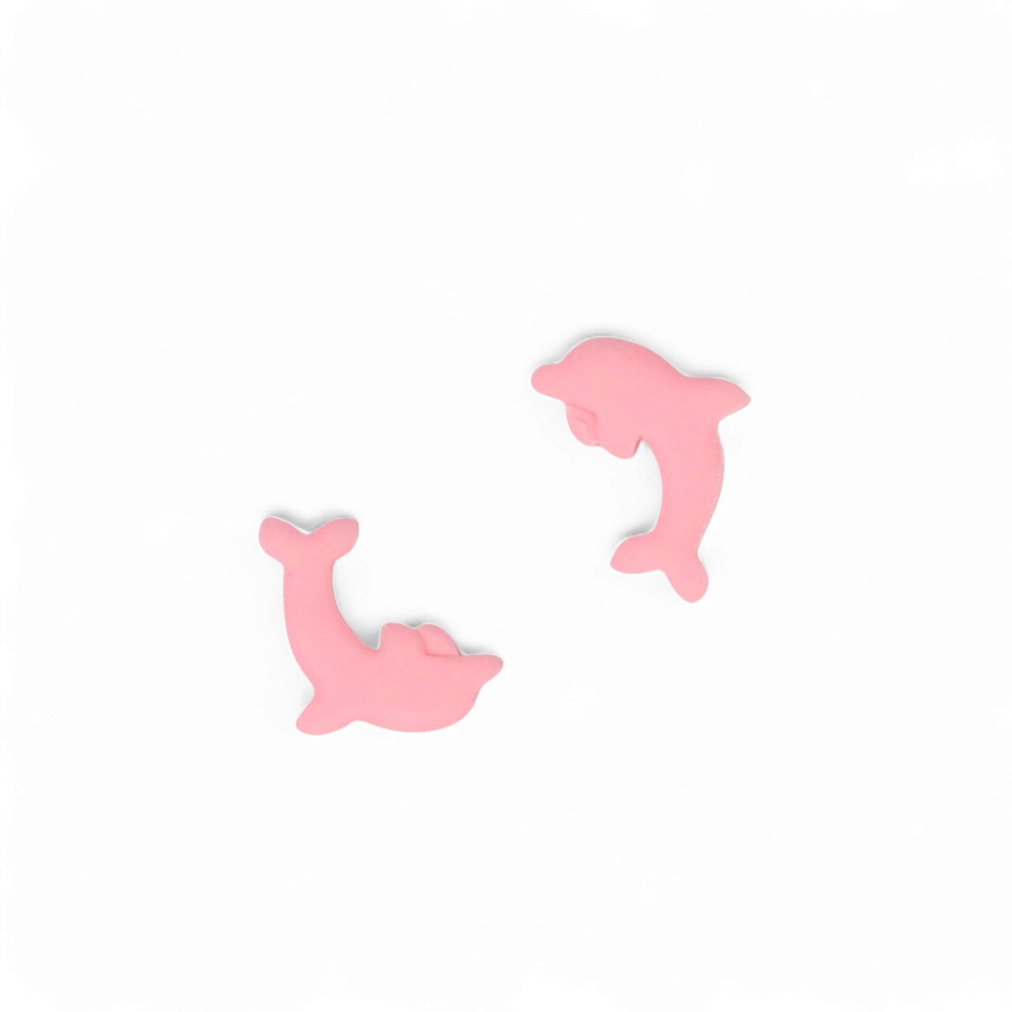 Καλοκαιρινά παιδικά σκουλαρίκια ροζ δελφινάκια από πολυμερικό πηλό