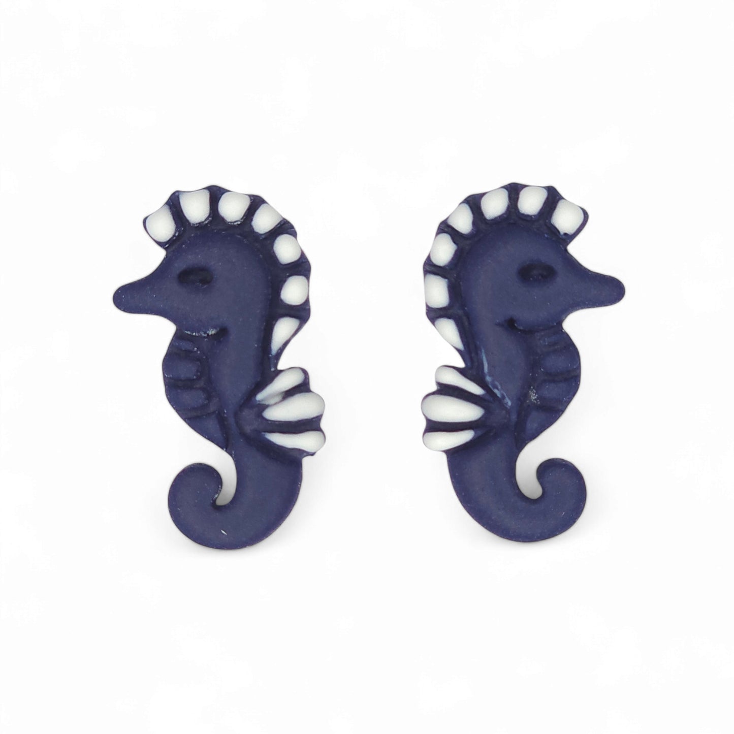 Καλοκαιρινά σκουλαρίκια μπλε μαρίν ιππόκαμποι από πολυμερικό πηλό
