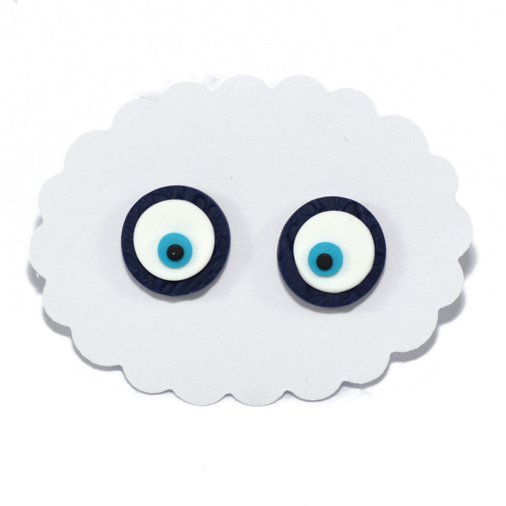 Studded blue eyes earrings