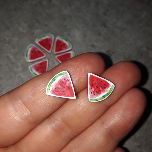 Σκουλαρίκια καρφωτά καρπουζάκια από πολυμερικό πηλό