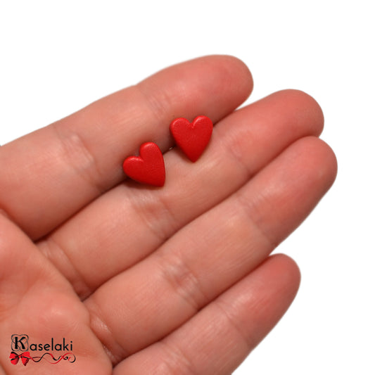 Σκουλαρίκια καρφωτά καρδούλες κόκκινες