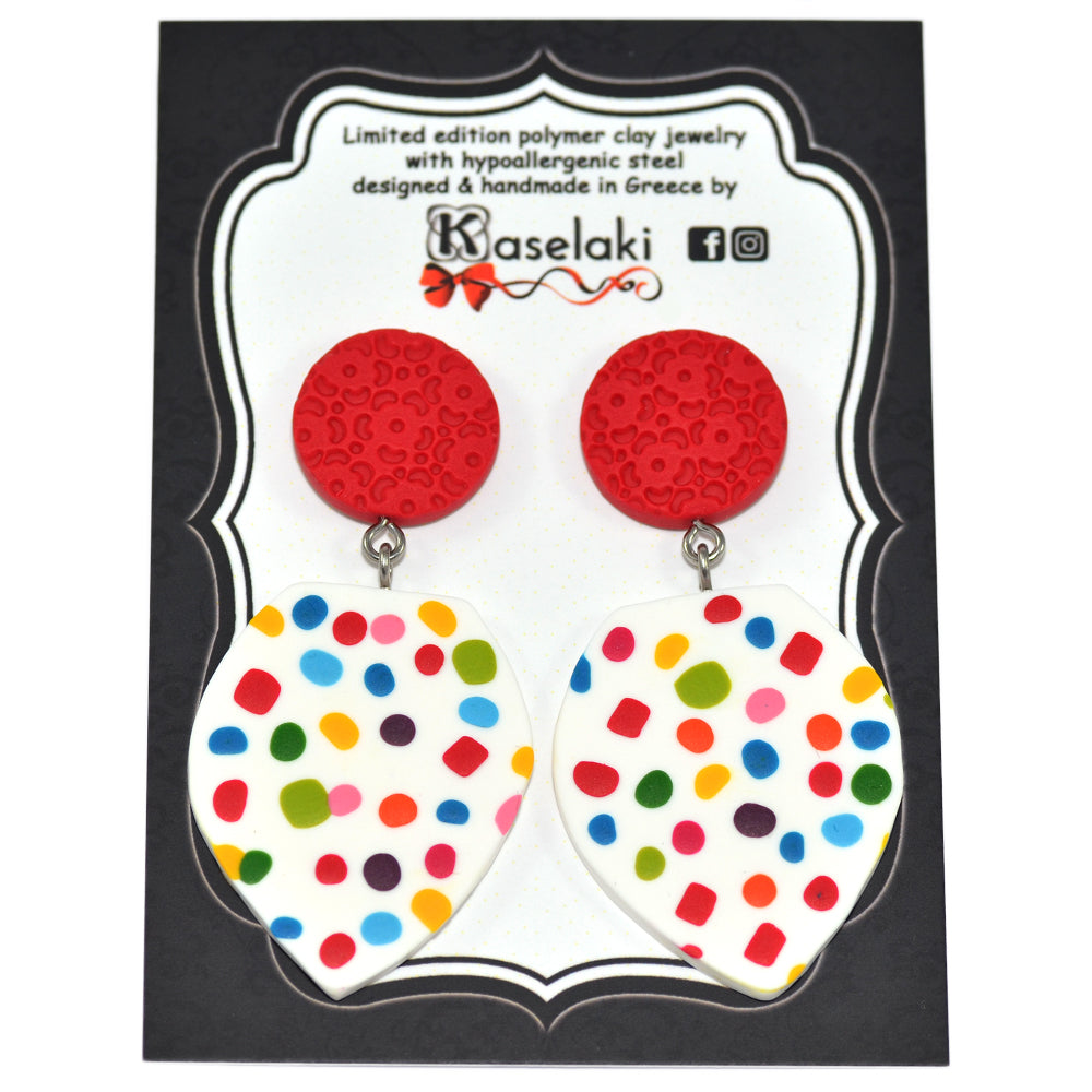 Σκουλαρίκια πιτσιλωτά πολύχρωμα κρεμαστά