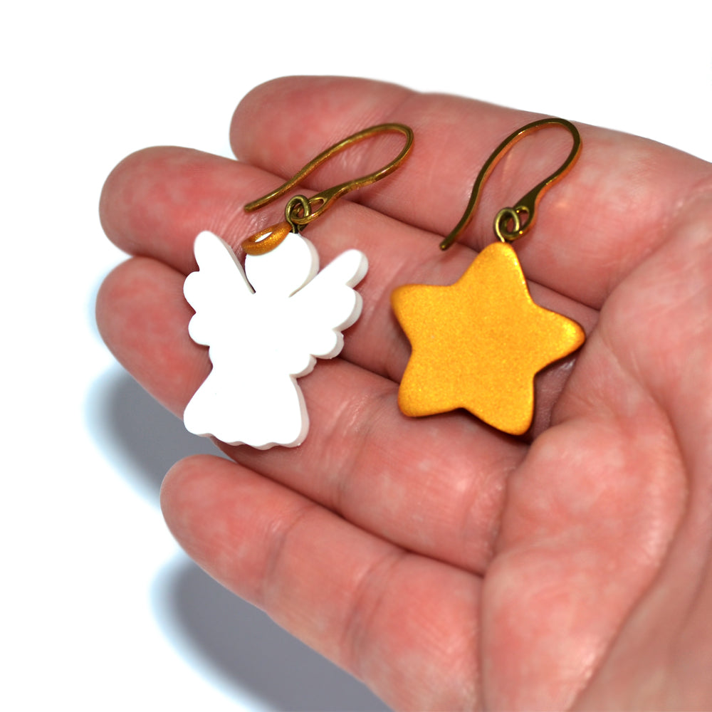 Αγγελάκι αστεράκι χριστουγεννιάτικα κρεμαστά σκουλαρίκια