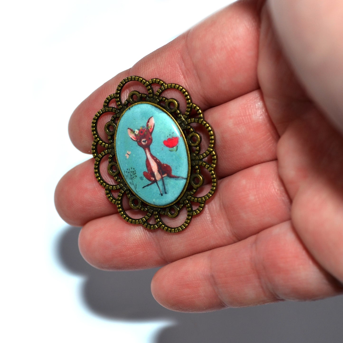 Studded mini tiled earrings red with white