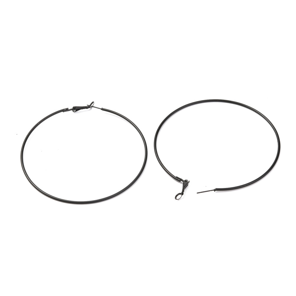 Σκουλαρίκια κρίκοι πολύ μεγάλοι από μαύρο επιπλατινωμένο ανοξείδωτο ατσάλι 8εκ.