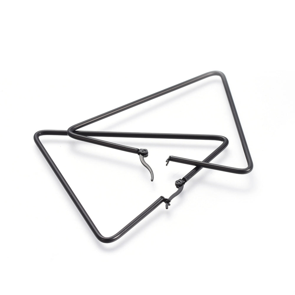 Σκουλαρίκια τρίγωνοι κρίκοι από μαύρο επιπλατινωμένο ανοξείδωτο ατσάλι