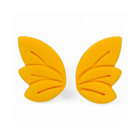 Σκουλαρίκια καρφωτά μικρά φτερά πεταλούδας κίτρινα από πολυμερικό πηλό