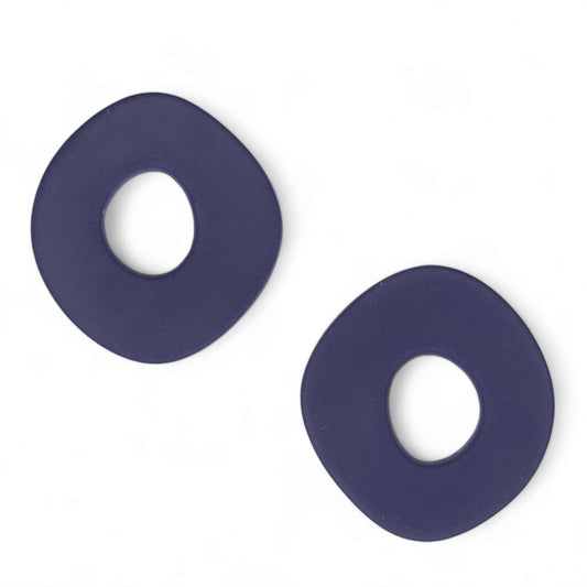 Καρφωτά σκουλαρίκια μπλε μαρίν ντόνατ από πολυμερικό πηλό