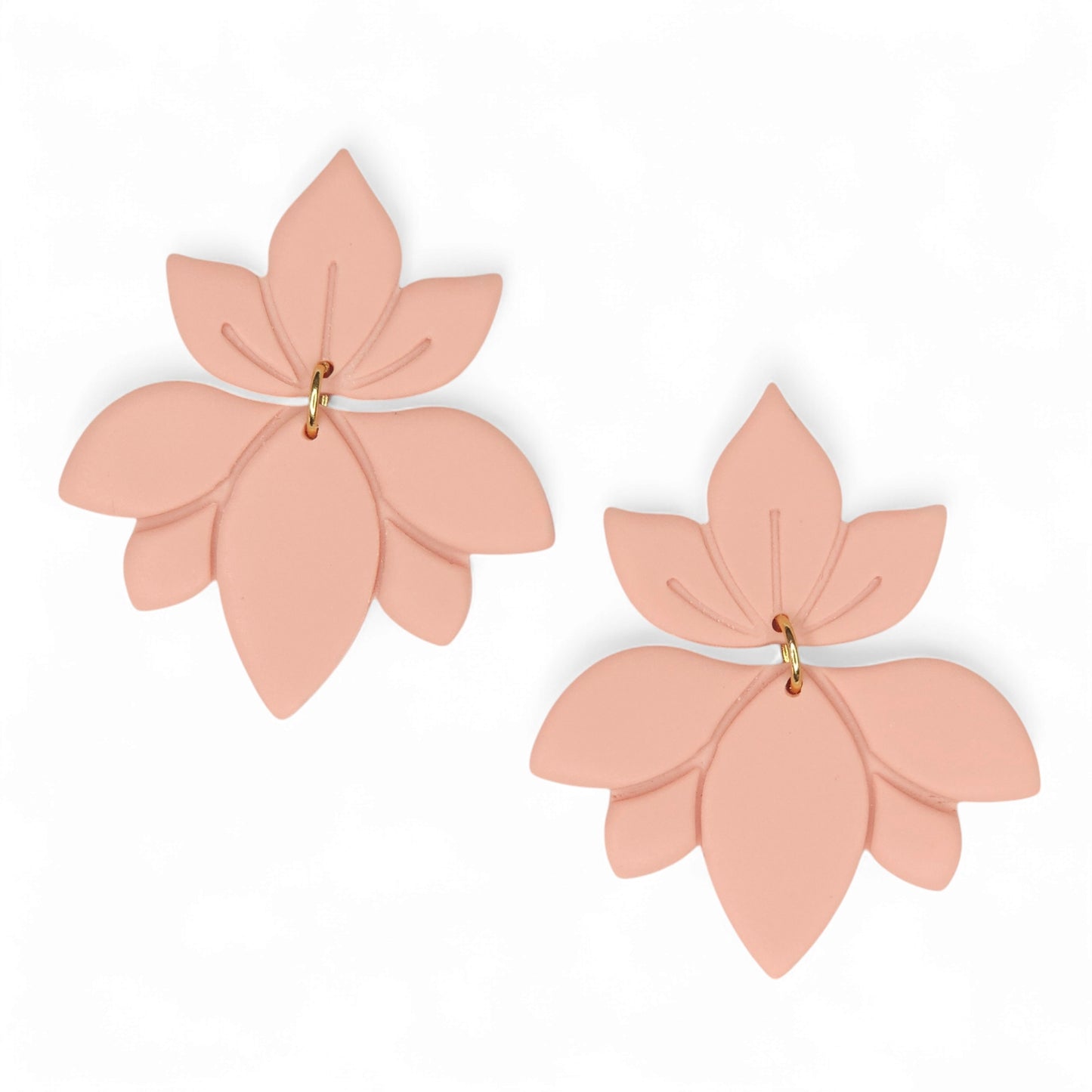 Σκουλαρίκια κρεμαστά λουλούδια ροζ σάπιο μήλο από πολυμερικό πηλό