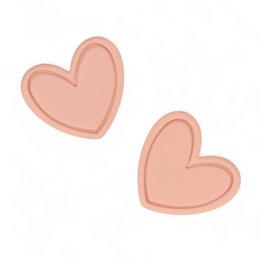 Σκουλαρίκια καρφωτά ροζ σάπιο μήλο μεγάλες καρδιές από πολυμερικό πηλό