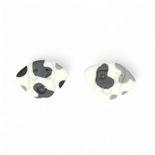 Καρφωτά σκουλαρίκια σκυλάκια σε γκρι και ασπρόμαυρο από πολυμερικό πηλό