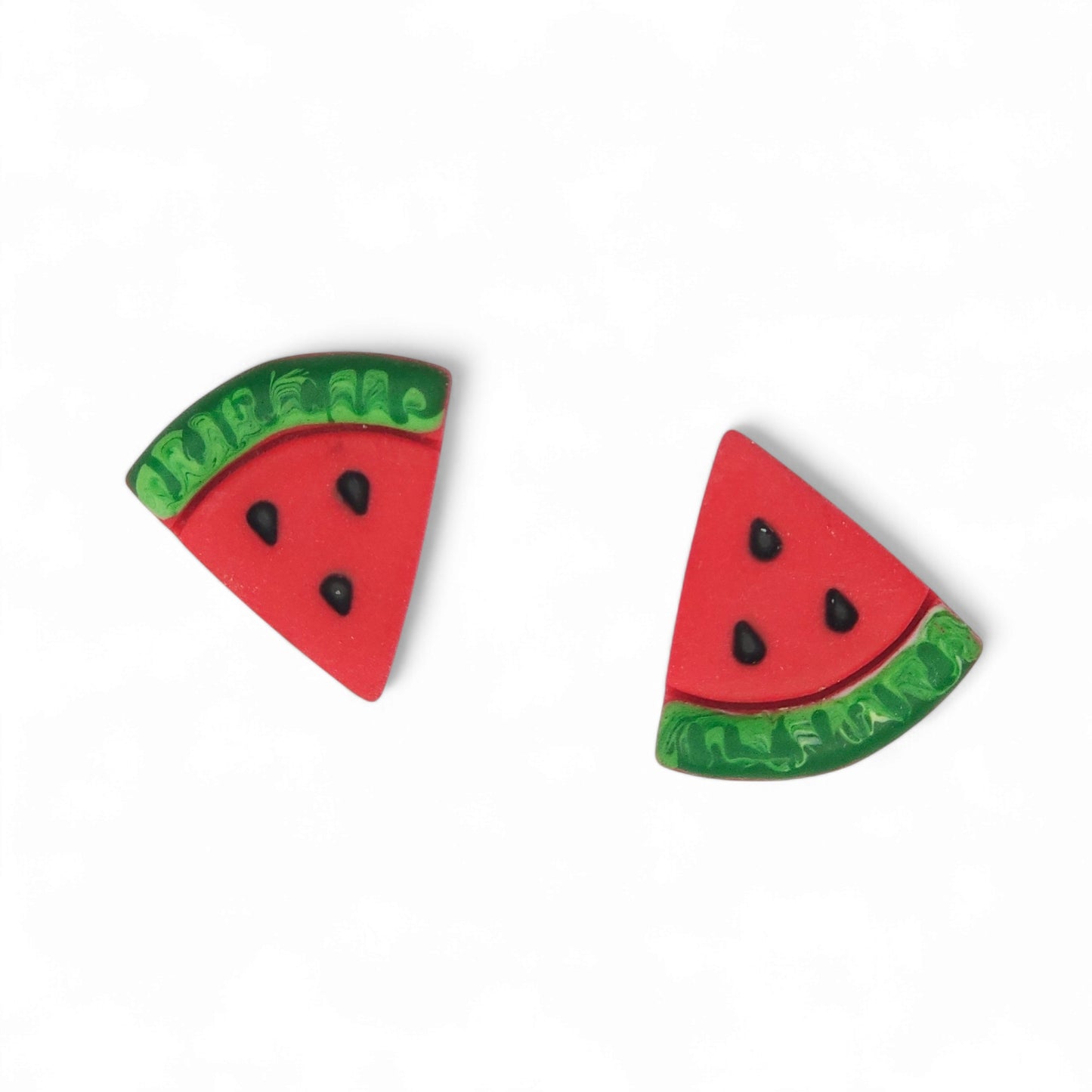 Καρφωτά σκουλαρίκια κόκκινα καρπουζάκια από πολυμερικό πηλό