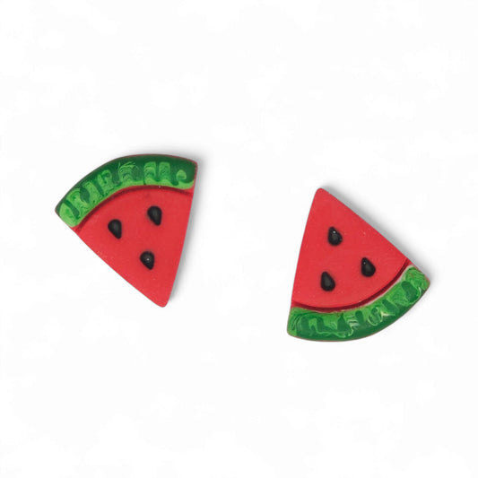 Καρφωτά σκουλαρίκια κόκκινα καρπουζάκια από πολυμερικό πηλό