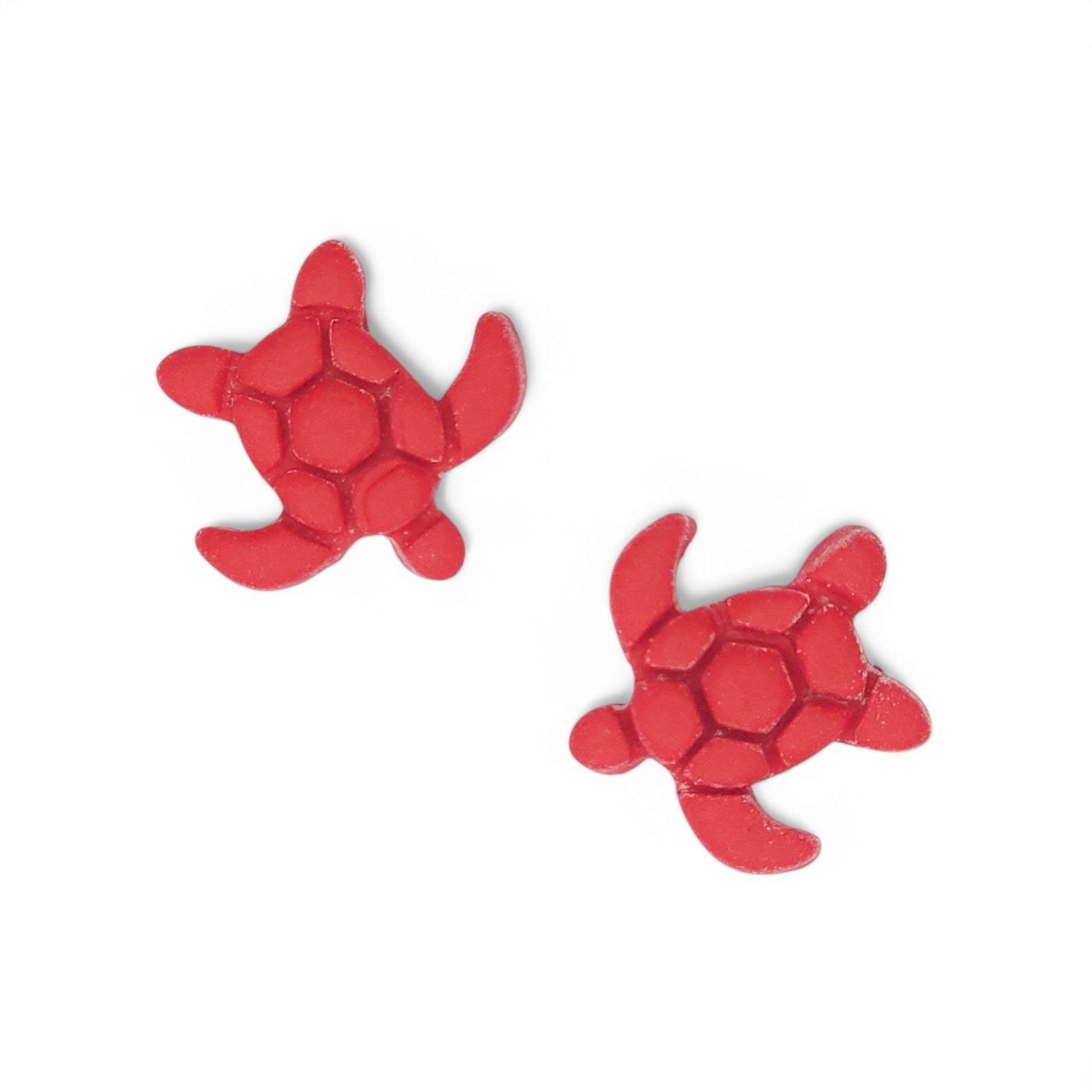 Καρφωτά καλοκαιρινά παιδικά σκουλαρίκια κόκκινα χελωνάκια από πολυμερικό πηλό