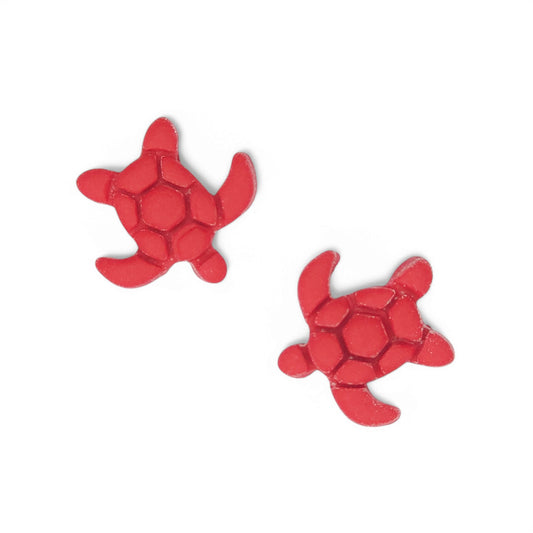 Καρφωτά καλοκαιρινά παιδικά σκουλαρίκια κόκκινα χελωνάκια από πολυμερικό πηλό