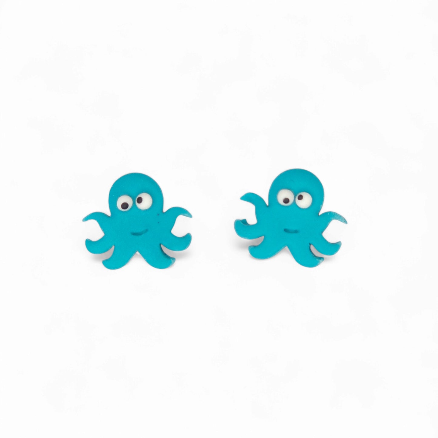 Καλοκαιρινά παιδικά σκουλαρίκια τυρκουάζ χταποδάκια από πολυμερικό πηλό