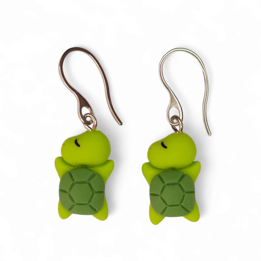 Κρεμαστά σκουλαρίκια πράσινες χελώνες καρέτα καρέτα