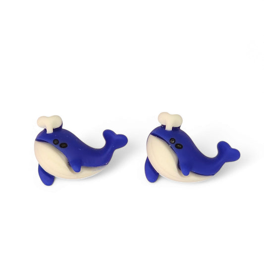 Καρφωτά καλοκαιρινά σκουλαρίκια μπλε φάλαινες