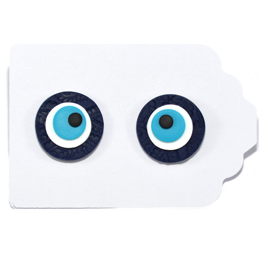 Σκουλαρίκια καρφωτά μπλε μεγάλα μάτια