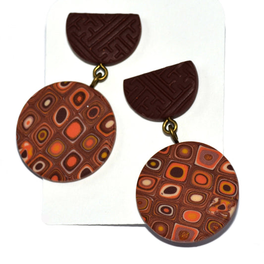 Krεμαστά σκουλαρίκια ρετρό καφέ στρογγυλά