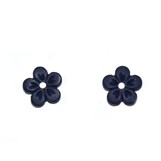 Σκουλαρίκια καρφωτά λουλουδάκια μπλε με λίγο λευκό