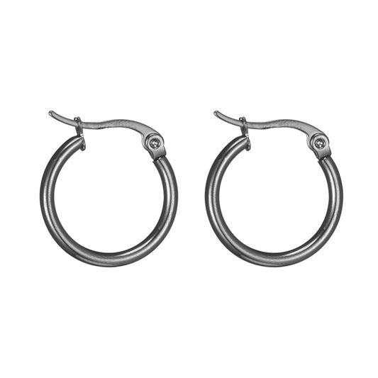 Σκουλαρίκια μικροί κρίκοι από μαύρο επιπλατινωμένο ανοξείδωτο ατσάλι 2εκ.